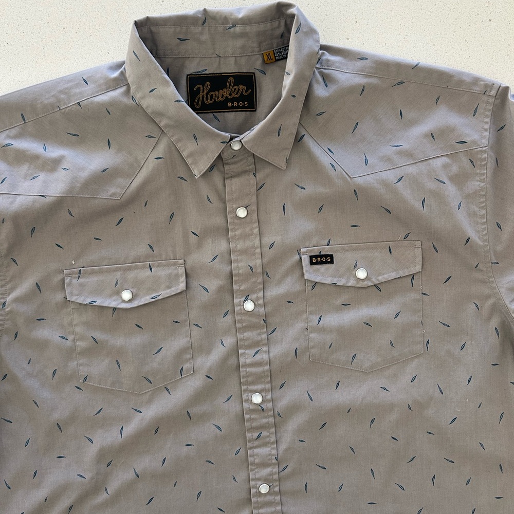 Howler Brothers Gray Patterned Button Down Shirt … - image 2